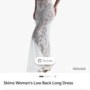 SKIMS White Lace Low-Back Maxi Dress